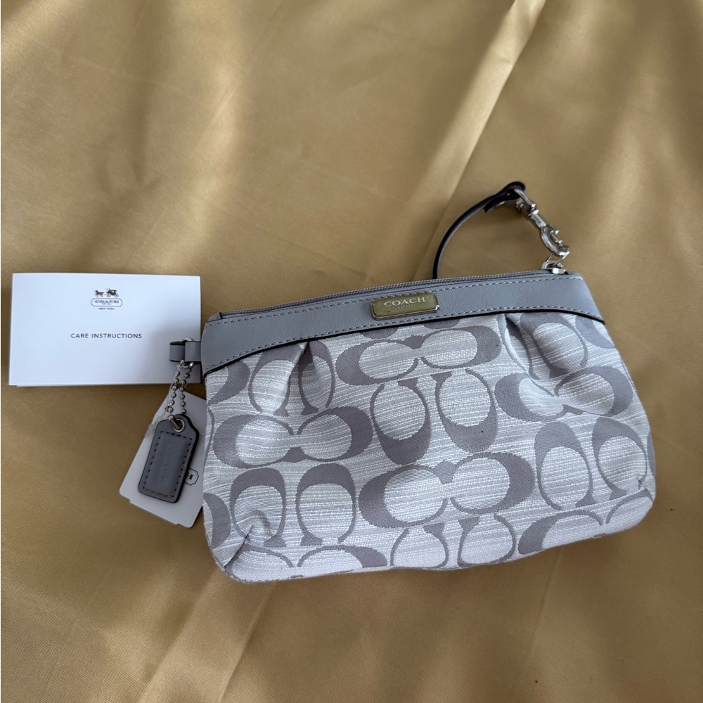 Coach Signature Gray Wristlet